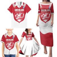 Custom Greenland Football Family Matching Puletasi and Hawaiian Shirt Come On Polar-Bamserne