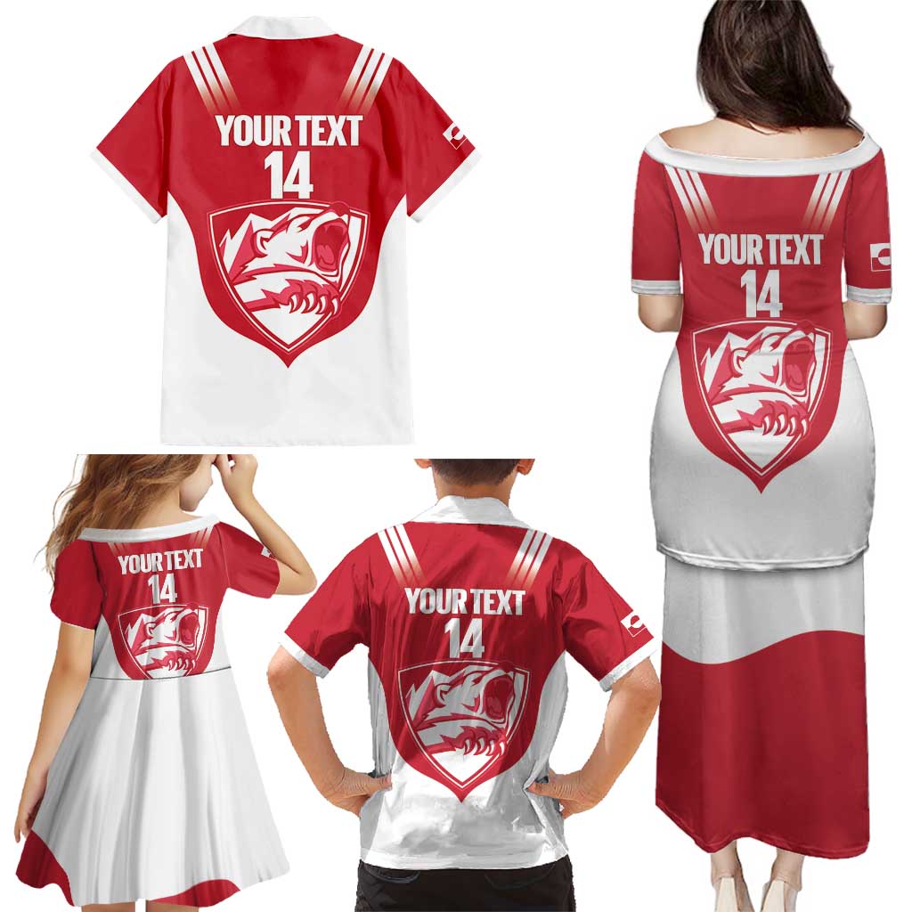 Custom Greenland Football Family Matching Puletasi and Hawaiian Shirt Come On Polar-Bamserne