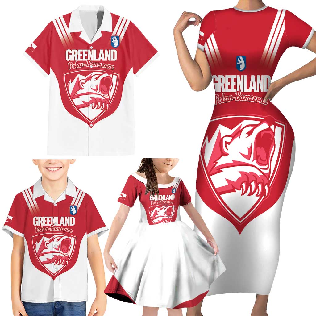 Custom Greenland Football Family Matching Short Sleeve Bodycon Dress and Hawaiian Shirt Come On Polar-Bamserne