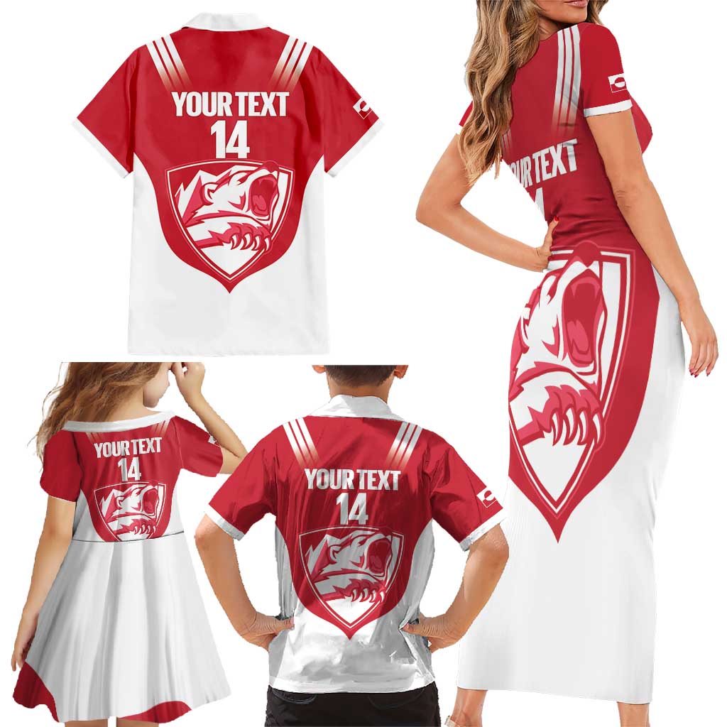 Custom Greenland Football Family Matching Short Sleeve Bodycon Dress and Hawaiian Shirt Come On Polar-Bamserne