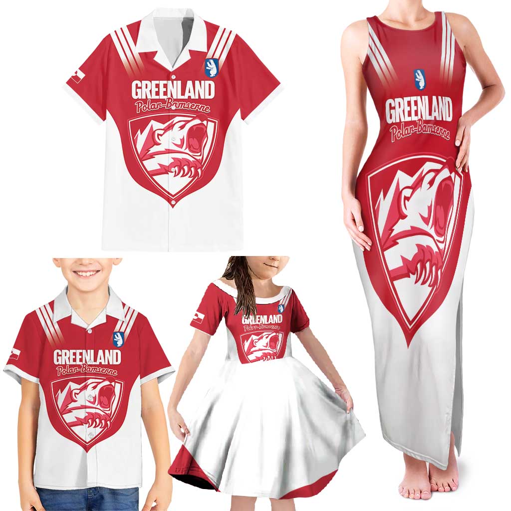 Custom Greenland Football Family Matching Tank Maxi Dress and Hawaiian Shirt Come On Polar-Bamserne