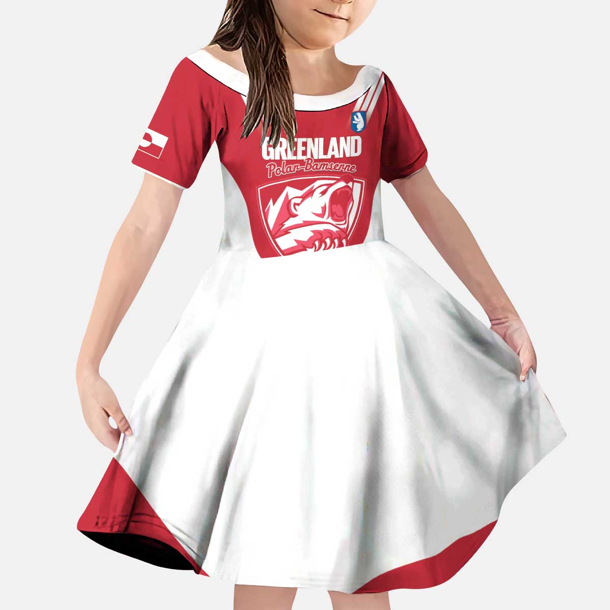 Custom Greenland Football Kid Short Sleeve Dress Come On Polar-Bamserne