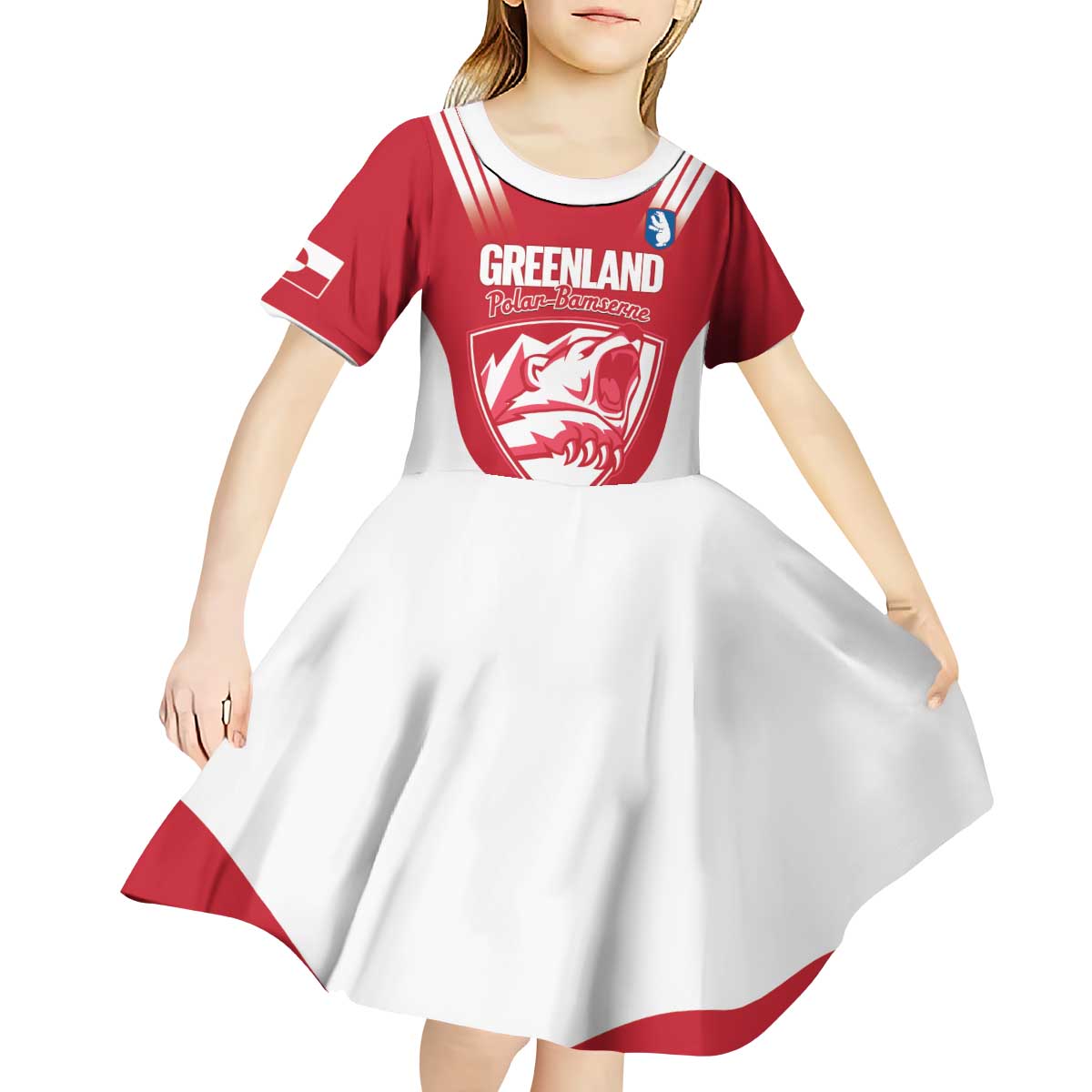 Custom Greenland Football Kid Short Sleeve Dress Come On Polar-Bamserne