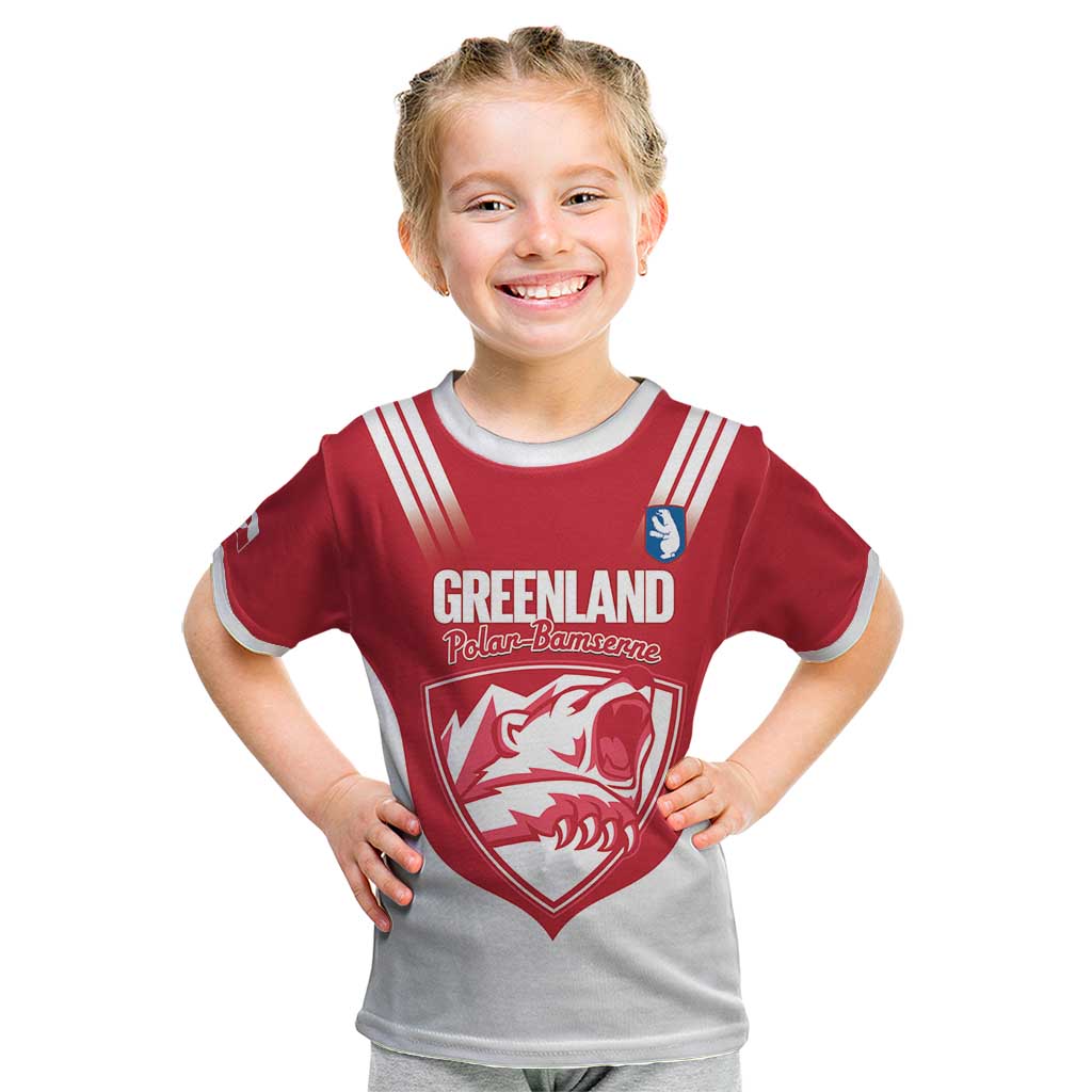 Custom Greenland Football Kid T Shirt Come On Polar-Bamserne