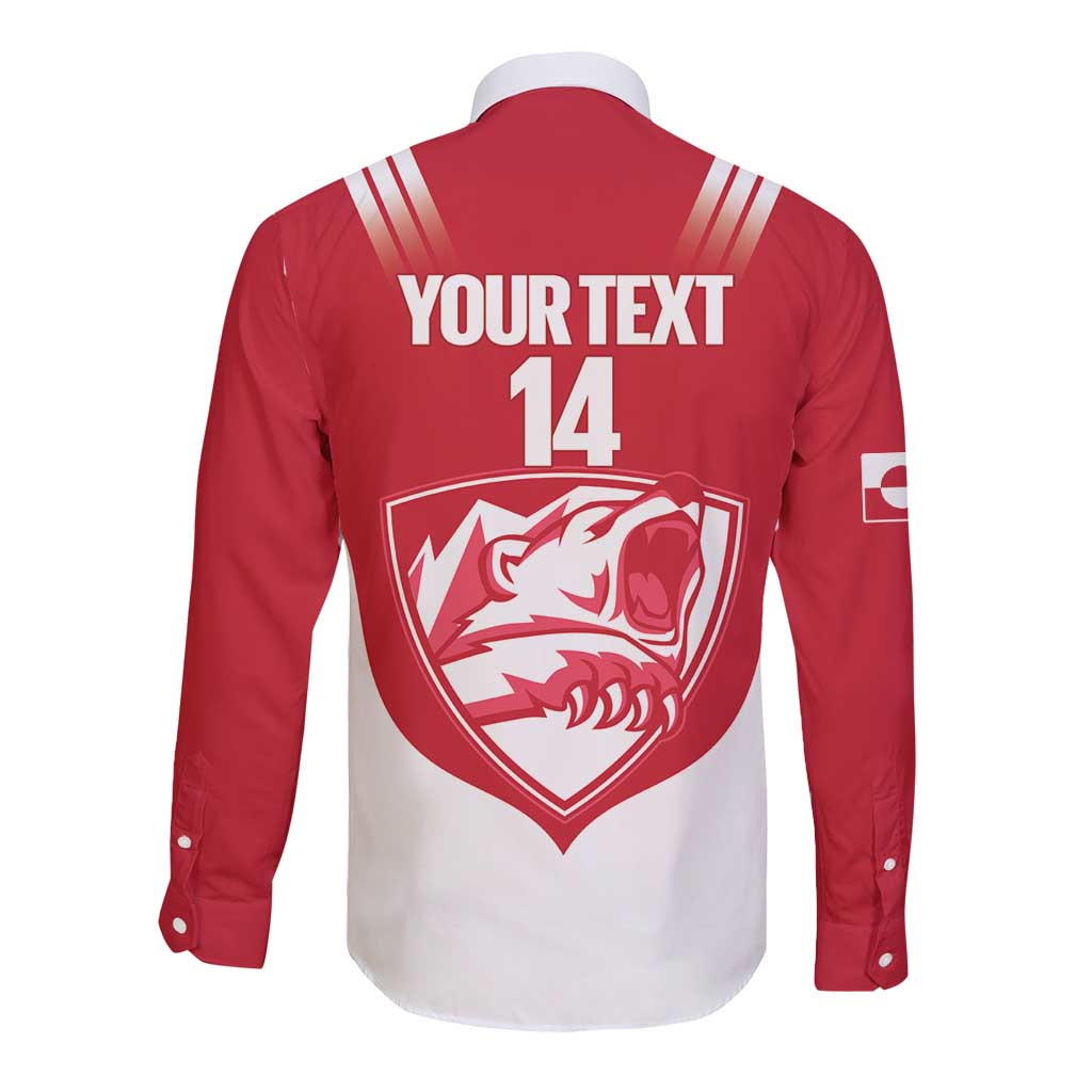Custom Greenland Football Long Sleeve Button Shirt Come On Polar-Bamserne