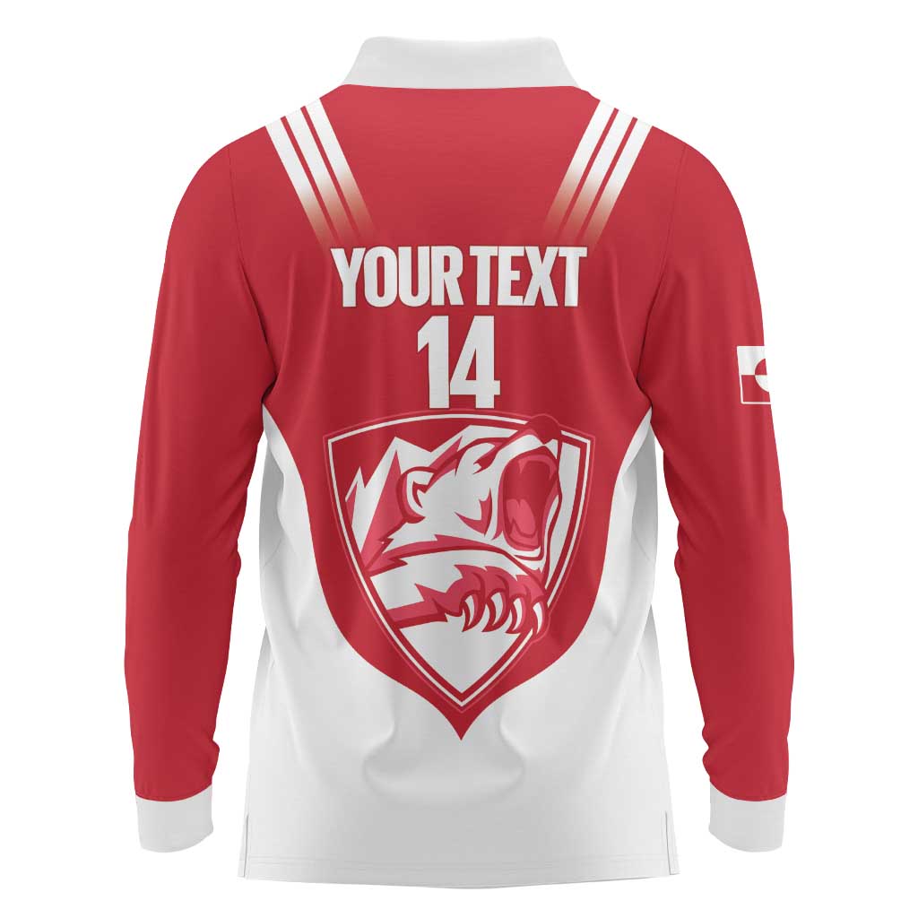 Custom Greenland Football Long Sleeve Polo Shirt Come On Polar-Bamserne