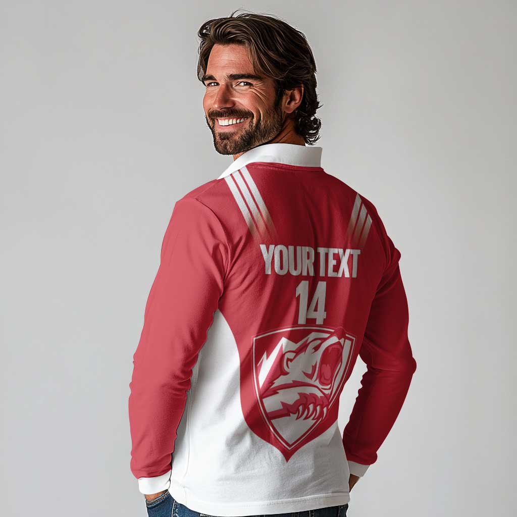 Custom Greenland Football Long Sleeve Polo Shirt Come On Polar-Bamserne