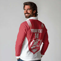 Custom Greenland Football Long Sleeve Polo Shirt Come On Polar-Bamserne