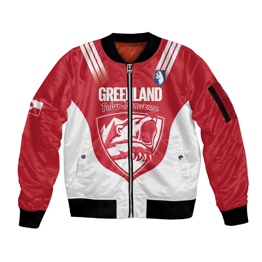 Custom Greenland Football Sleeve Zip Bomber Jacket Come On Polar-Bamserne