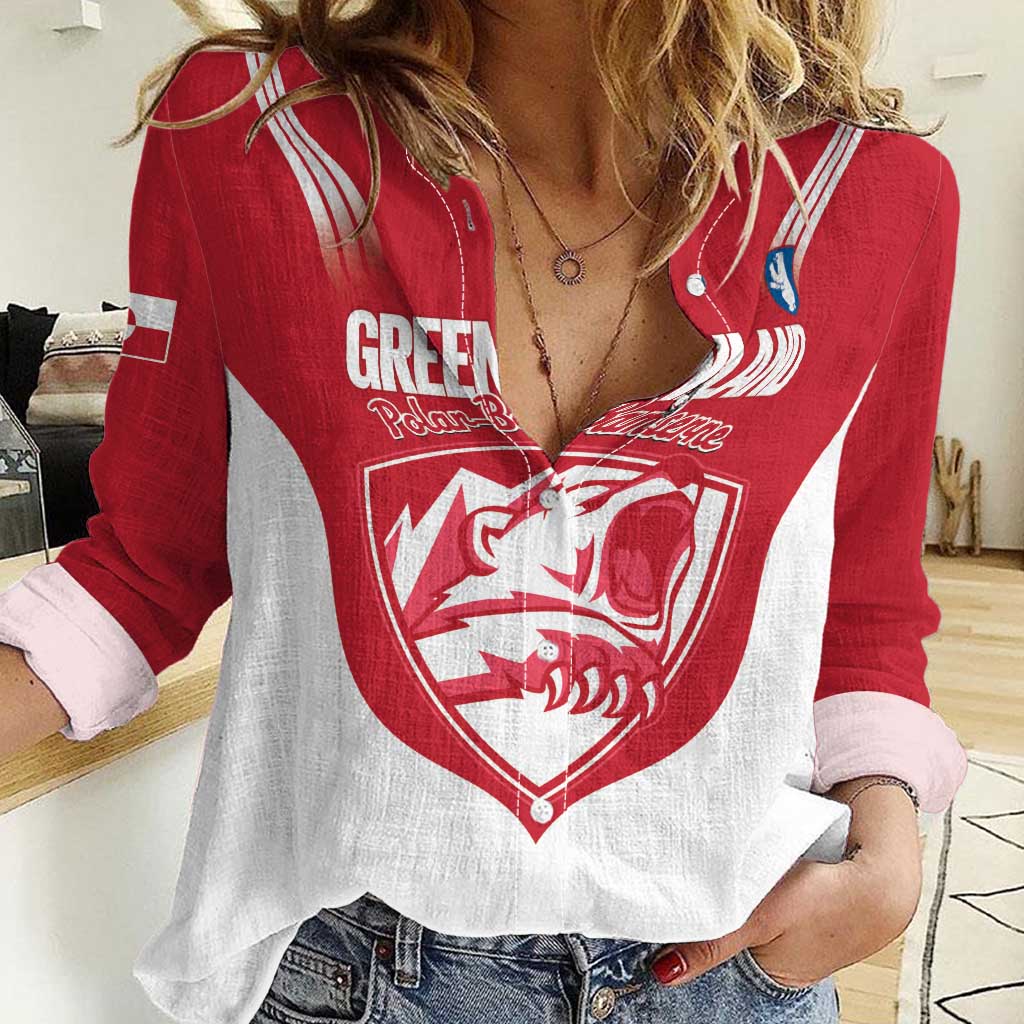 Custom Greenland Football Women Casual Shirt Come On Polar-Bamserne