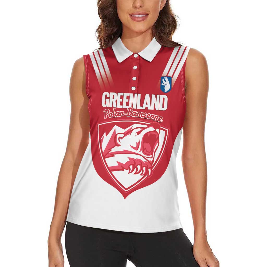 Custom Greenland Football Women Sleeveless Polo Shirt Come On Polar-Bamserne