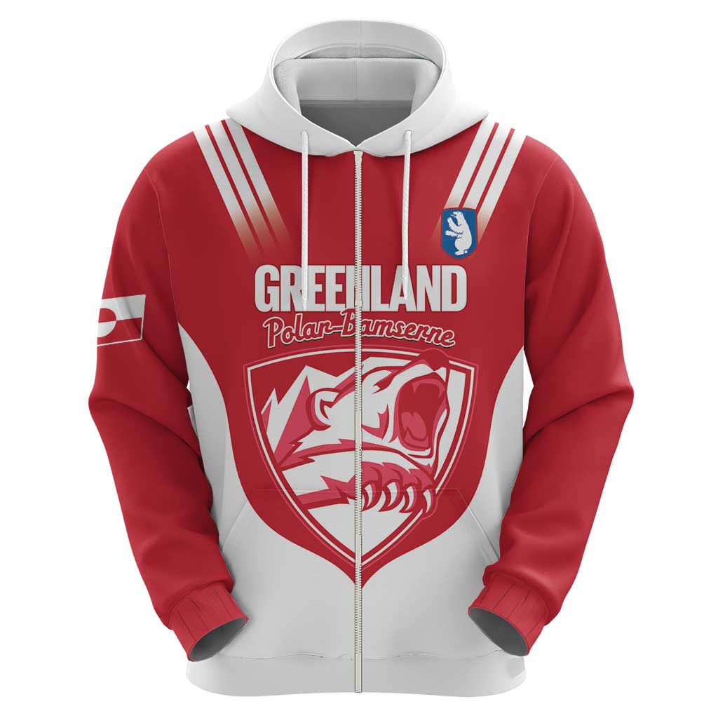 Custom Greenland Football Zip Hoodie Come On Polar-Bamserne