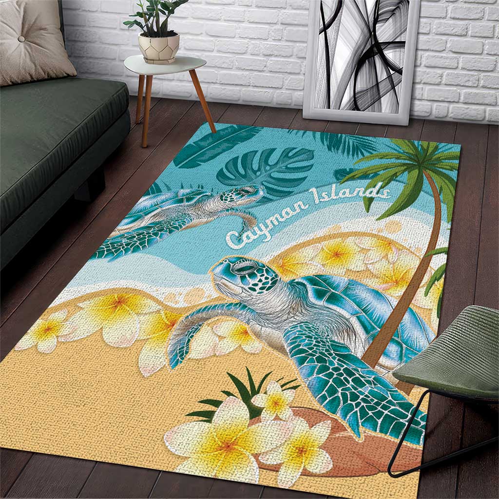 Cayman Islands Area Rug Sea Turtle Plumeria Tropical Vibes