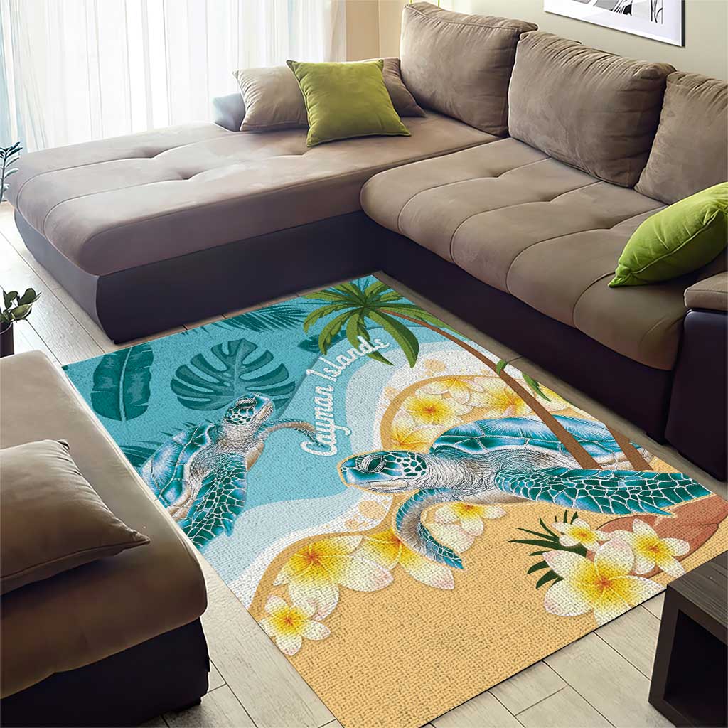 Cayman Islands Area Rug Sea Turtle Plumeria Tropical Vibes