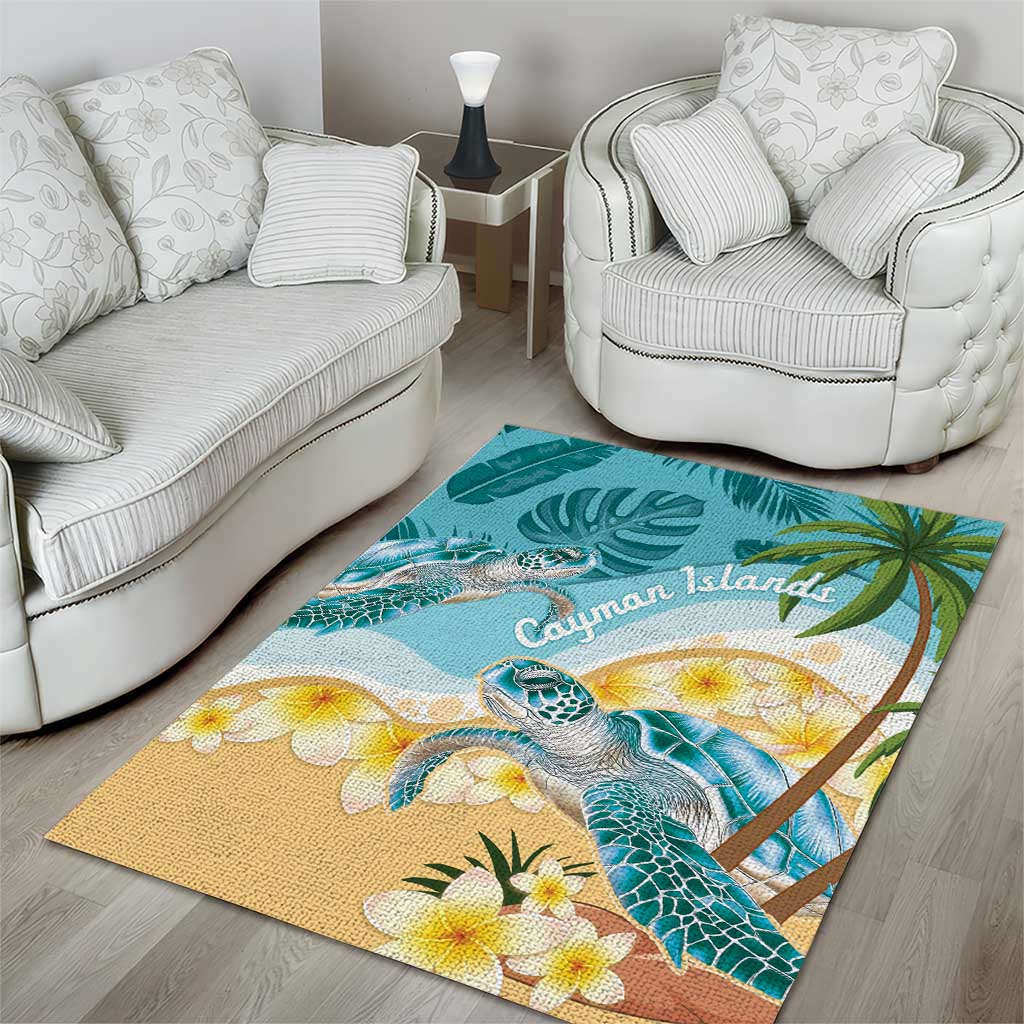 Cayman Islands Area Rug Sea Turtle Plumeria Tropical Vibes