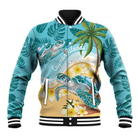 Cayman Islands Baseball Jacket Sea Turtle Plumeria Tropical Vibes