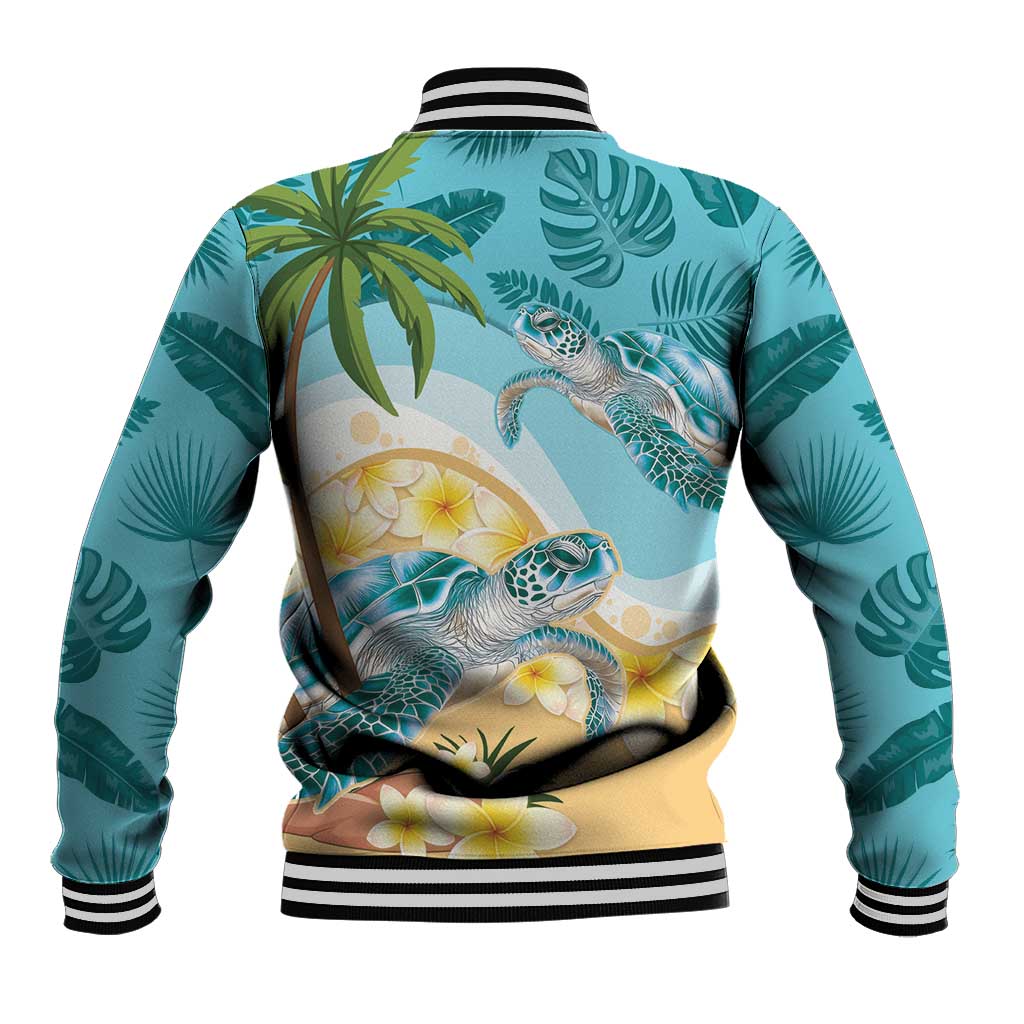 Cayman Islands Baseball Jacket Sea Turtle Plumeria Tropical Vibes