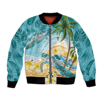 Cayman Islands Bomber Jacket Sea Turtle Plumeria Tropical Vibes