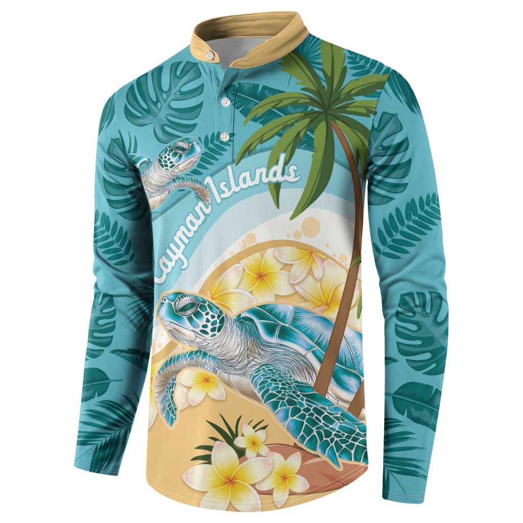 Cayman Islands Button Sweatshirt Sea Turtle Plumeria Tropical Vibes