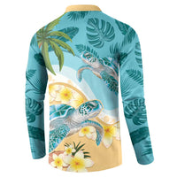 Cayman Islands Button Sweatshirt Sea Turtle Plumeria Tropical Vibes