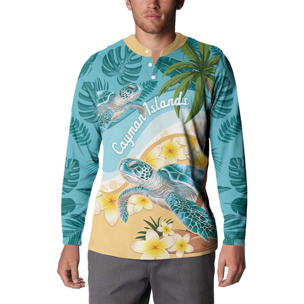 Cayman Islands Button Sweatshirt Sea Turtle Plumeria Tropical Vibes