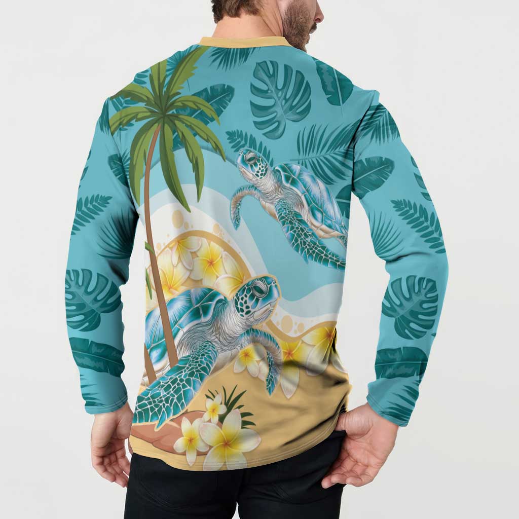 Cayman Islands Button Sweatshirt Sea Turtle Plumeria Tropical Vibes