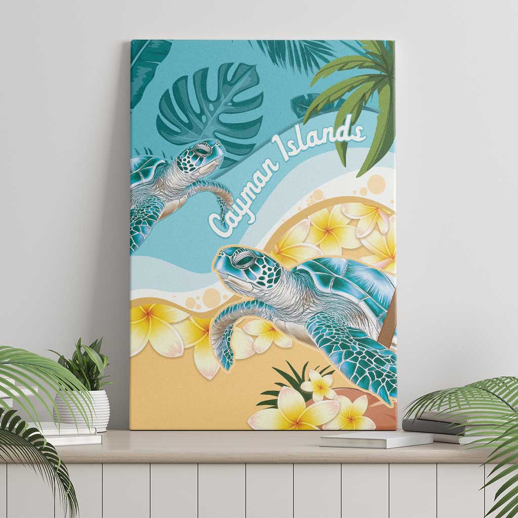 Cayman Islands Canvas Wall Art Sea Turtle Plumeria Tropical Vibes
