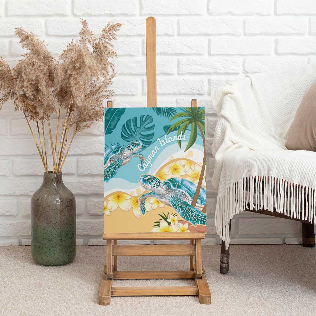 Cayman Islands Canvas Wall Art Sea Turtle Plumeria Tropical Vibes