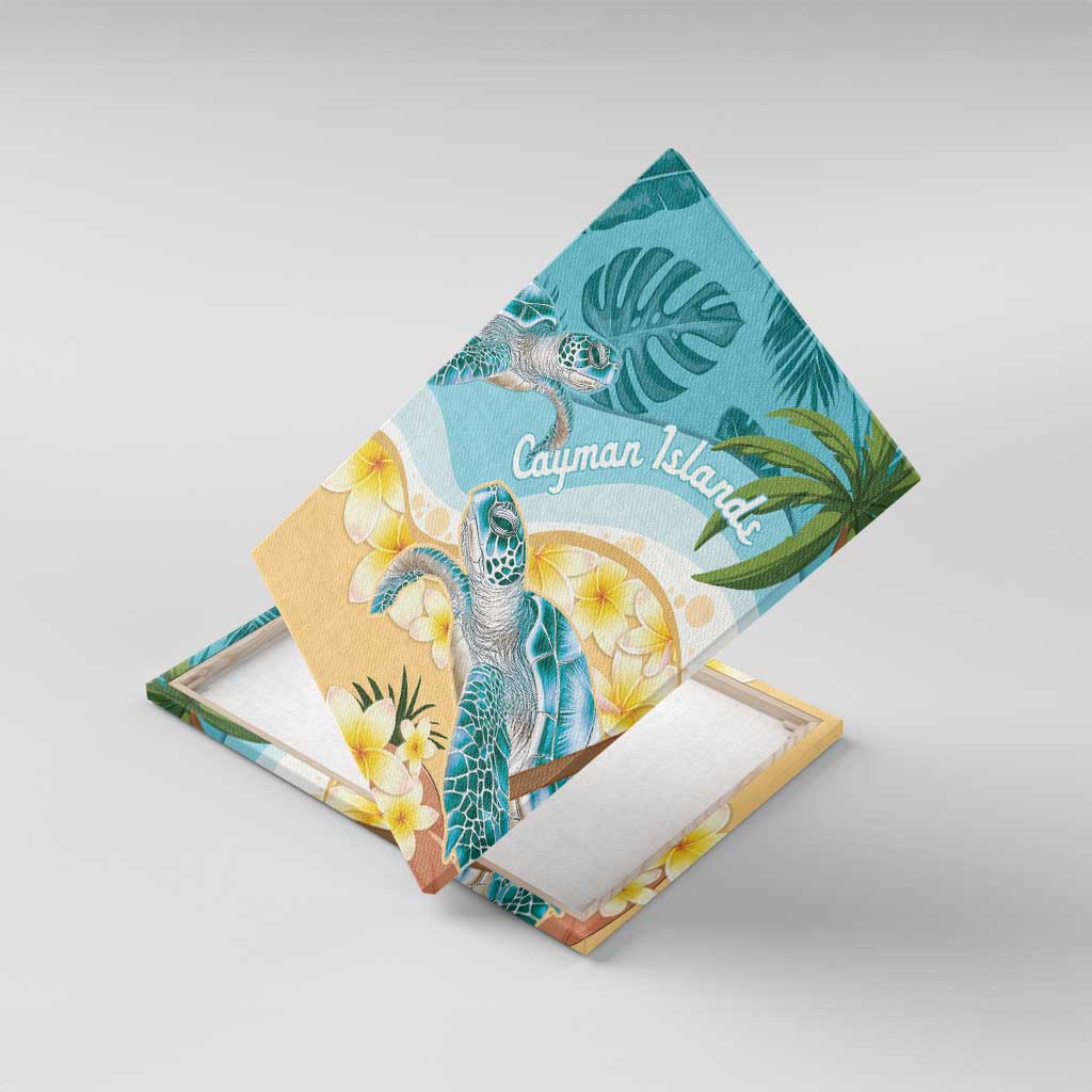 Cayman Islands Canvas Wall Art Sea Turtle Plumeria Tropical Vibes