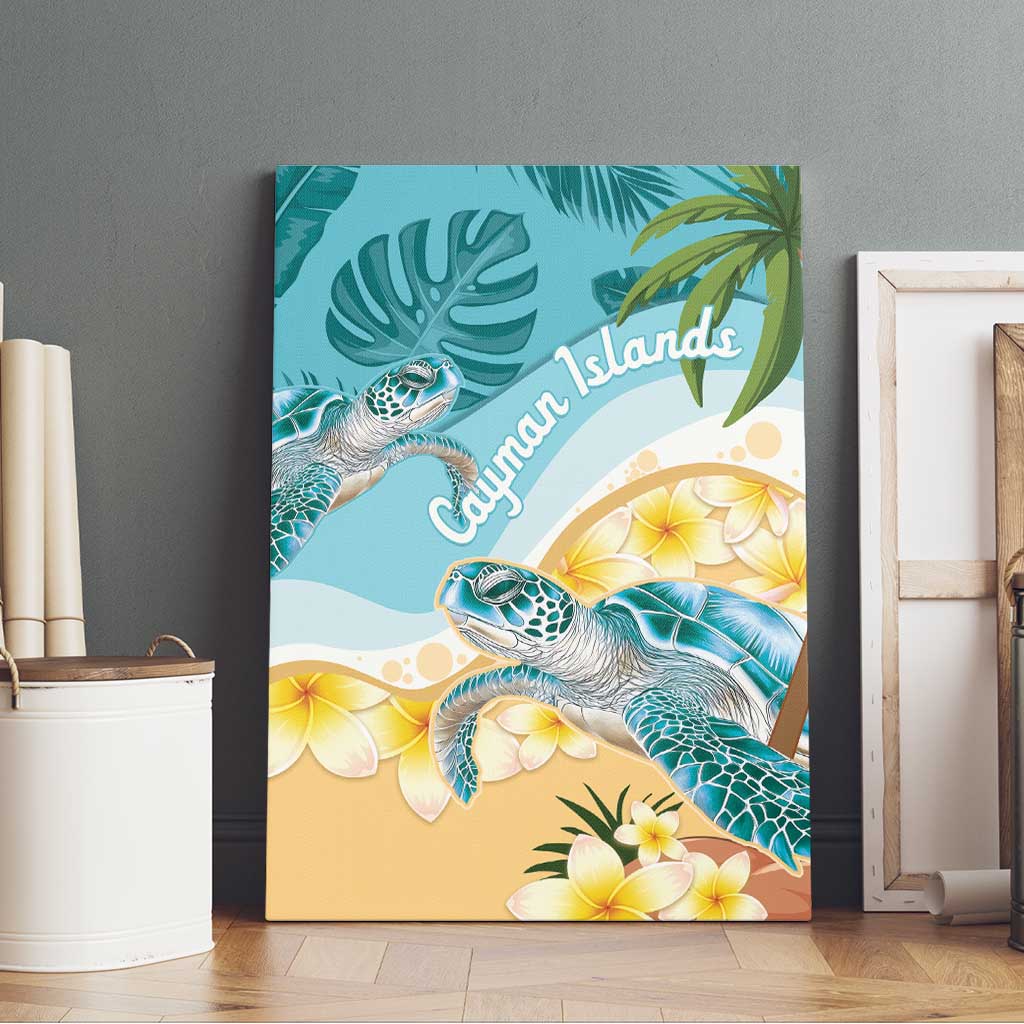 Cayman Islands Canvas Wall Art Sea Turtle Plumeria Tropical Vibes