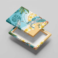 Cayman Islands Canvas Wall Art Sea Turtle Plumeria Tropical Vibes