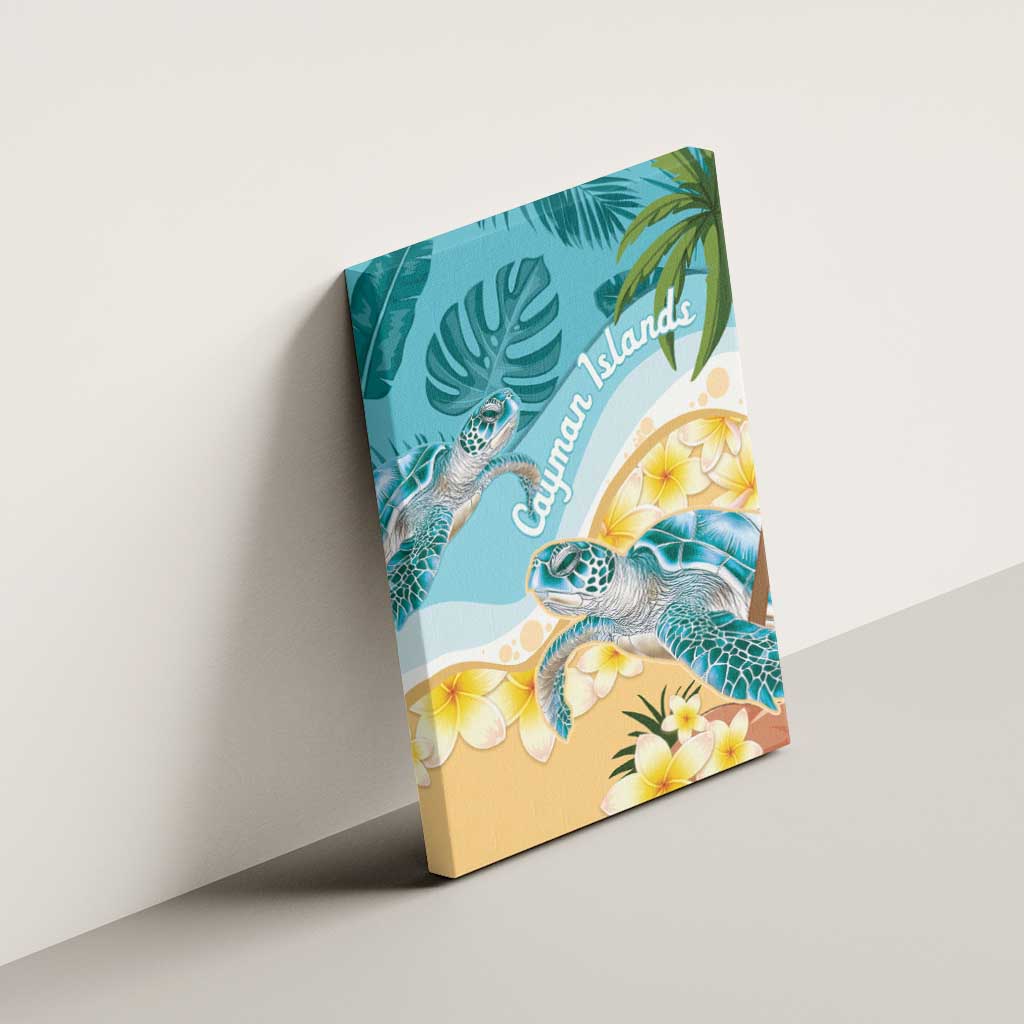 Cayman Islands Canvas Wall Art Sea Turtle Plumeria Tropical Vibes