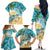 Cayman Islands Family Matching Off The Shoulder Long Sleeve Dress and Hawaiian Shirt Sea Turtle Plumeria Tropical Vibes