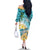 Cayman Islands Family Matching Off The Shoulder Long Sleeve Dress and Hawaiian Shirt Sea Turtle Plumeria Tropical Vibes