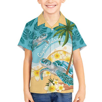 Cayman Islands Family Matching Off The Shoulder Long Sleeve Dress and Hawaiian Shirt Sea Turtle Plumeria Tropical Vibes
