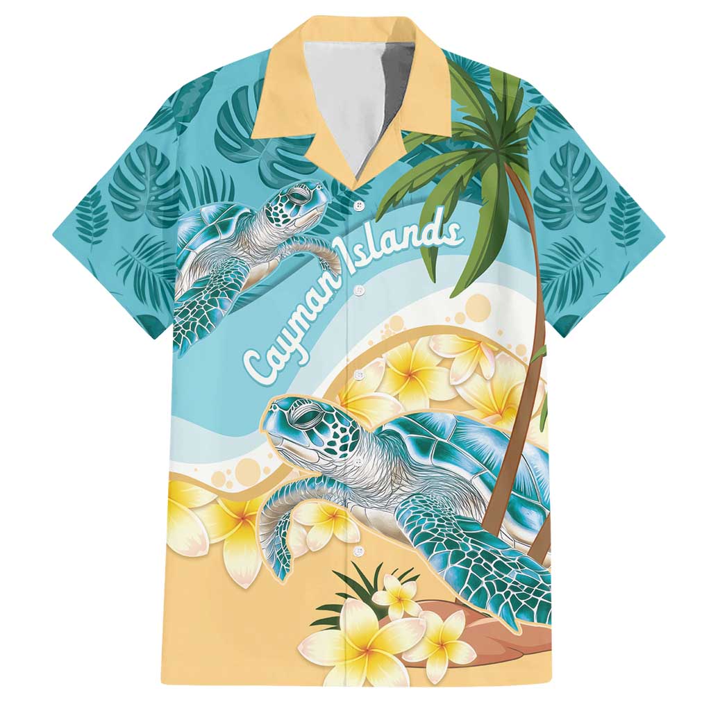 Cayman Islands Hawaiian Shirt Sea Turtle Plumeria Tropical Vibes