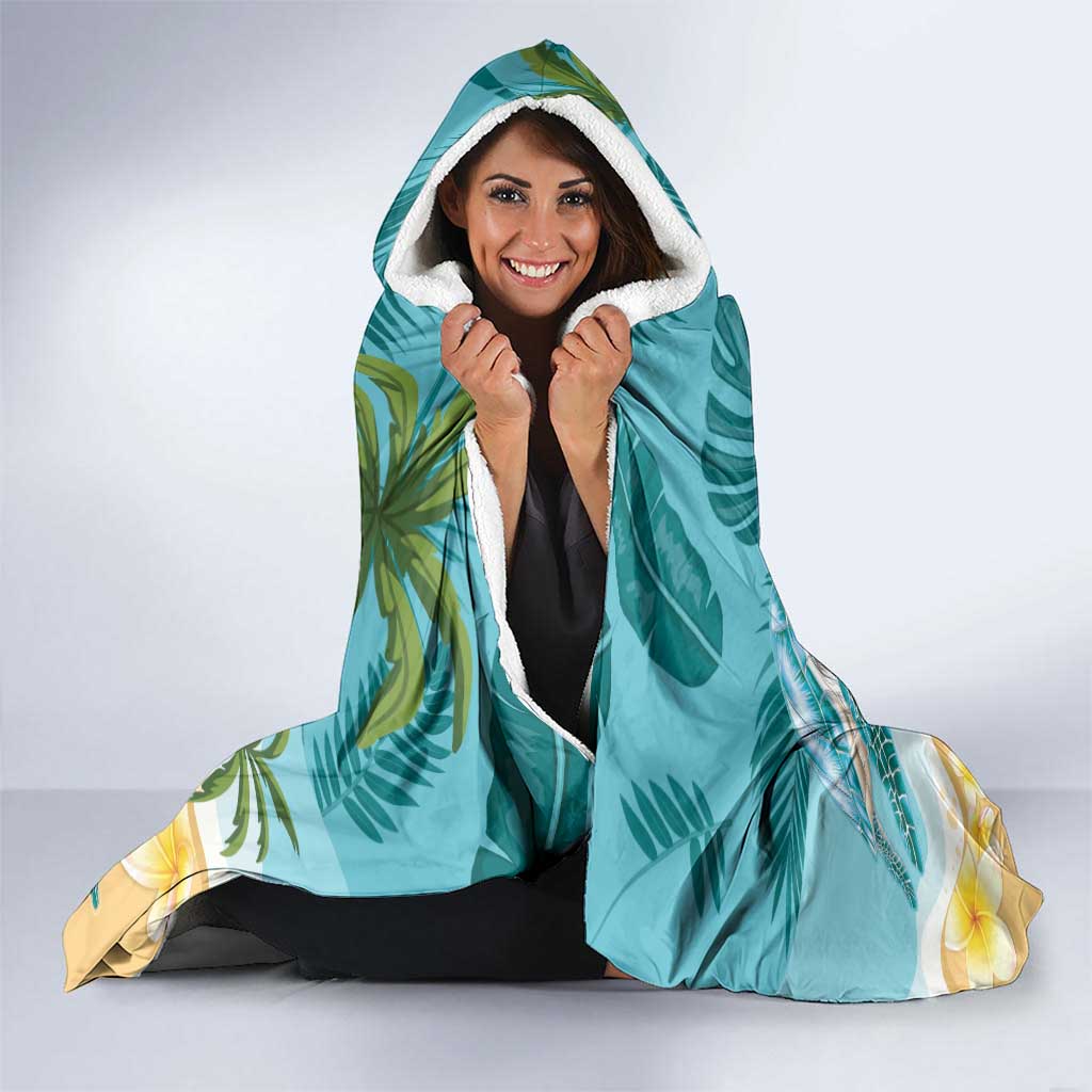 Cayman Islands Hooded Blanket Sea Turtle Plumeria Tropical Vibes