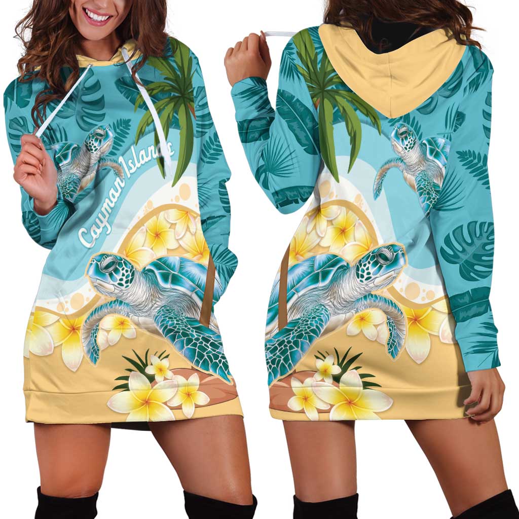 Cayman Islands Hoodie Dress Sea Turtle Plumeria Tropical Vibes