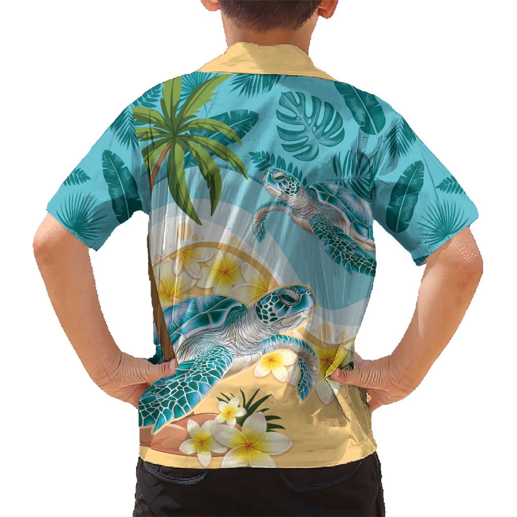 Cayman Islands Kid Hawaiian Shirt Sea Turtle Plumeria Tropical Vibes