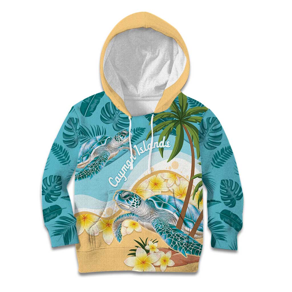 Cayman Islands Kid Hoodie Sea Turtle Plumeria Tropical Vibes