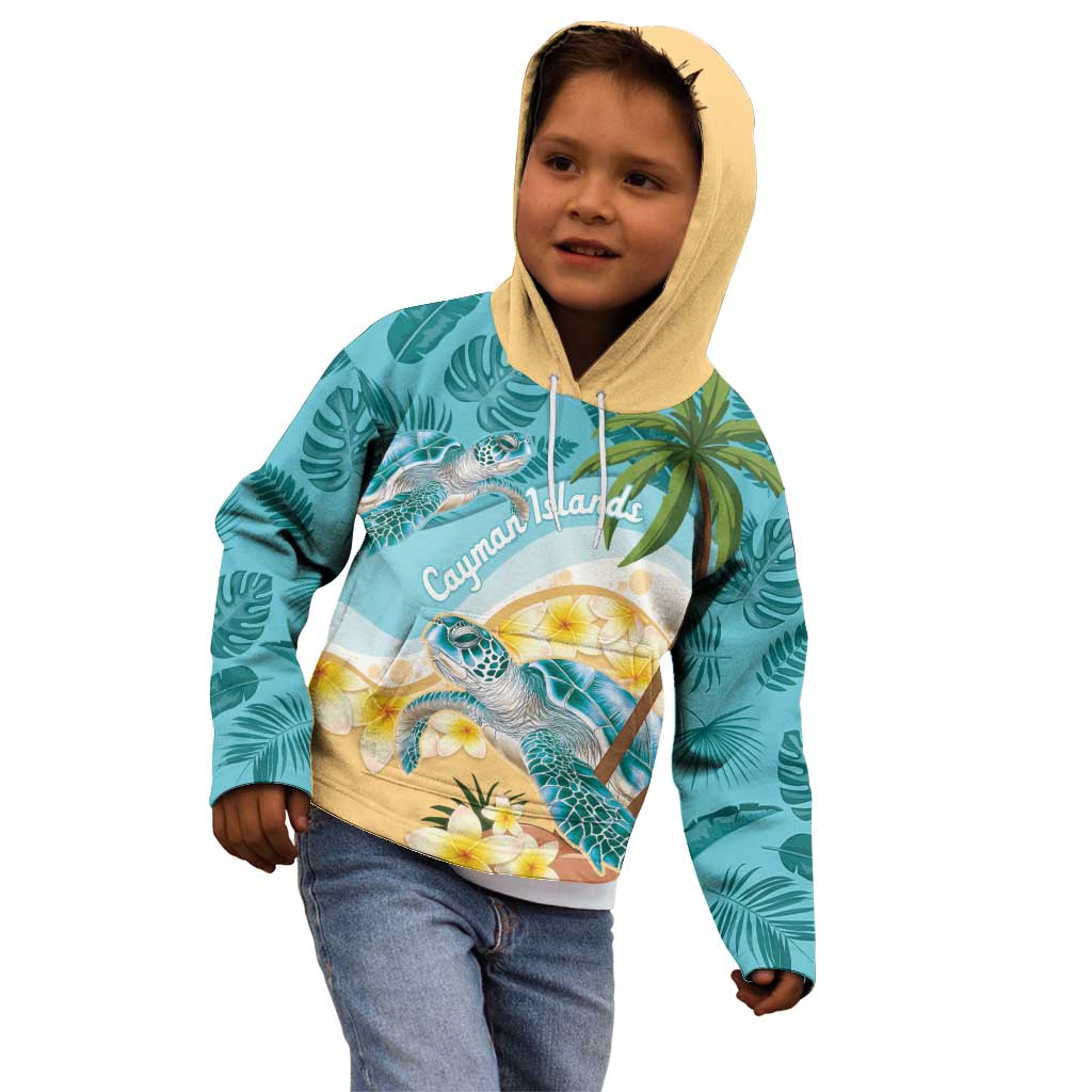 Cayman Islands Kid Hoodie Sea Turtle Plumeria Tropical Vibes