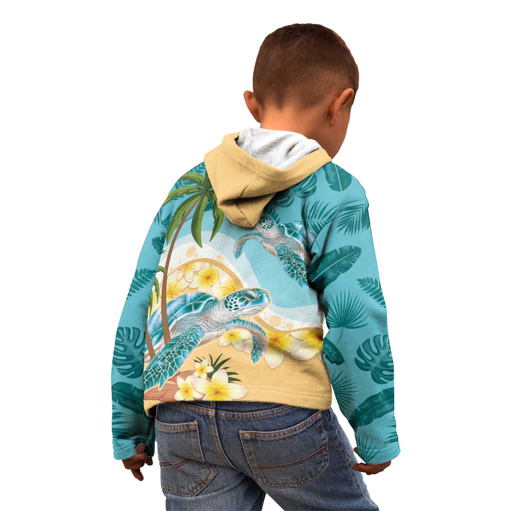 Cayman Islands Kid Hoodie Sea Turtle Plumeria Tropical Vibes
