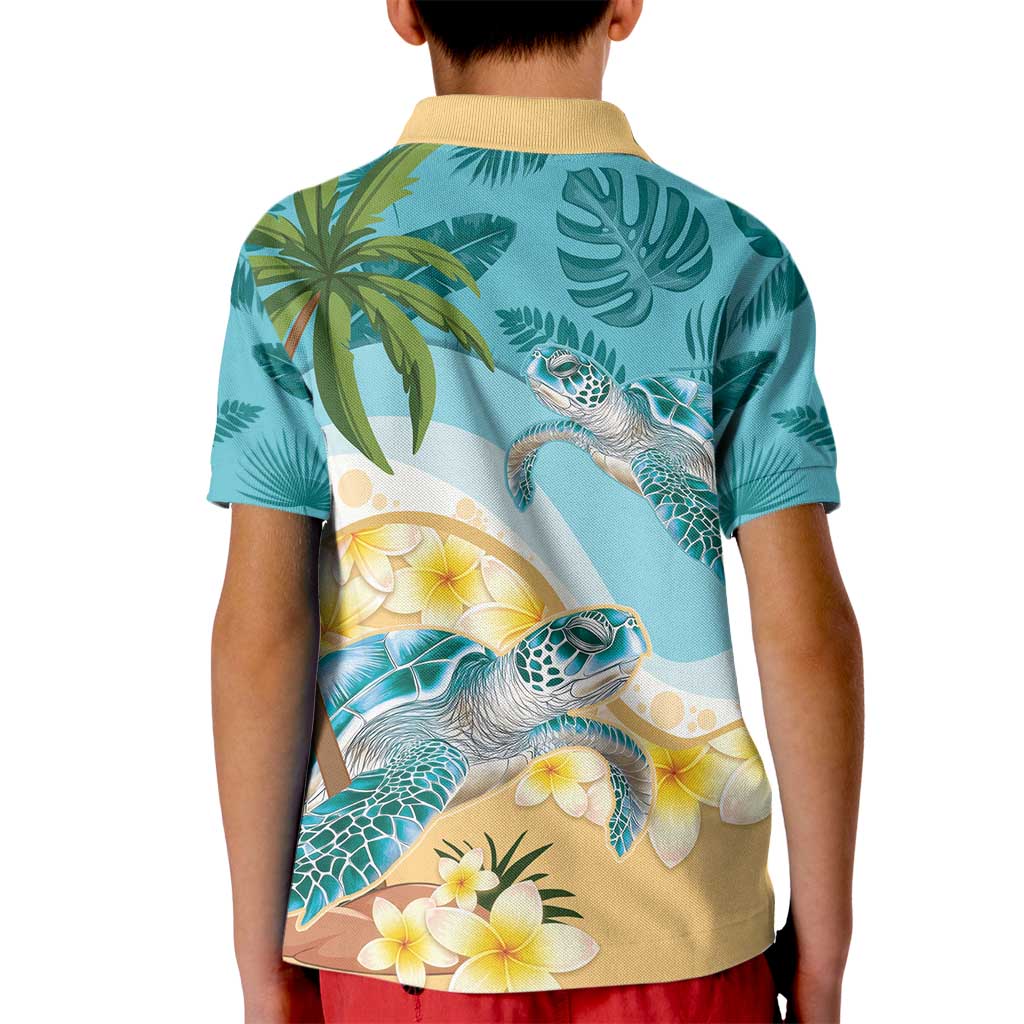 Cayman Islands Kid Polo Shirt Sea Turtle Plumeria Tropical Vibes