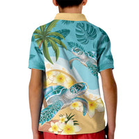 Cayman Islands Kid Polo Shirt Sea Turtle Plumeria Tropical Vibes