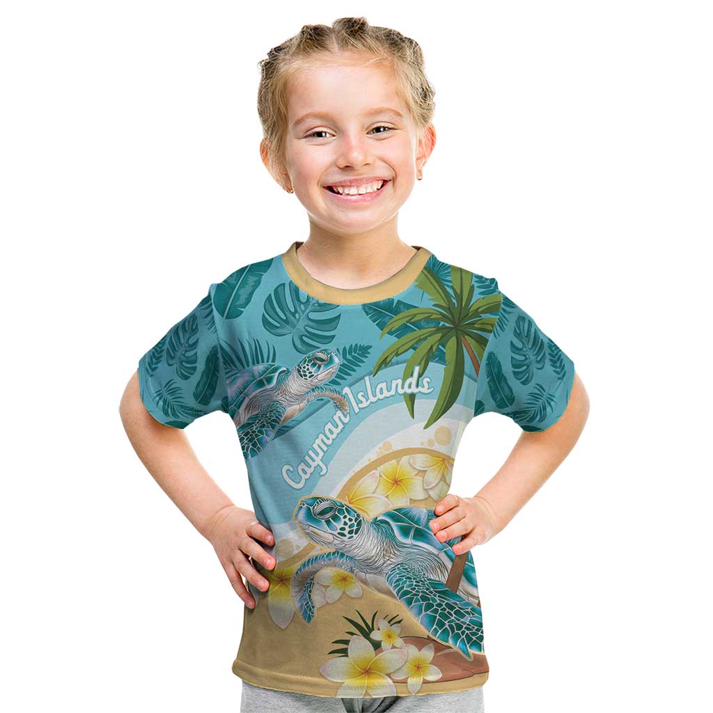 Cayman Islands Kid T Shirt Sea Turtle Plumeria Tropical Vibes