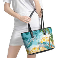 Cayman Islands Leather Tote Bag Sea Turtle Plumeria Tropical Vibes