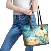 Cayman Islands Leather Tote Bag Sea Turtle Plumeria Tropical Vibes