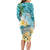 Cayman Islands Long Sleeve Bodycon Dress Sea Turtle Plumeria Tropical Vibes