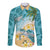 Cayman Islands Long Sleeve Button Shirt Sea Turtle Plumeria Tropical Vibes