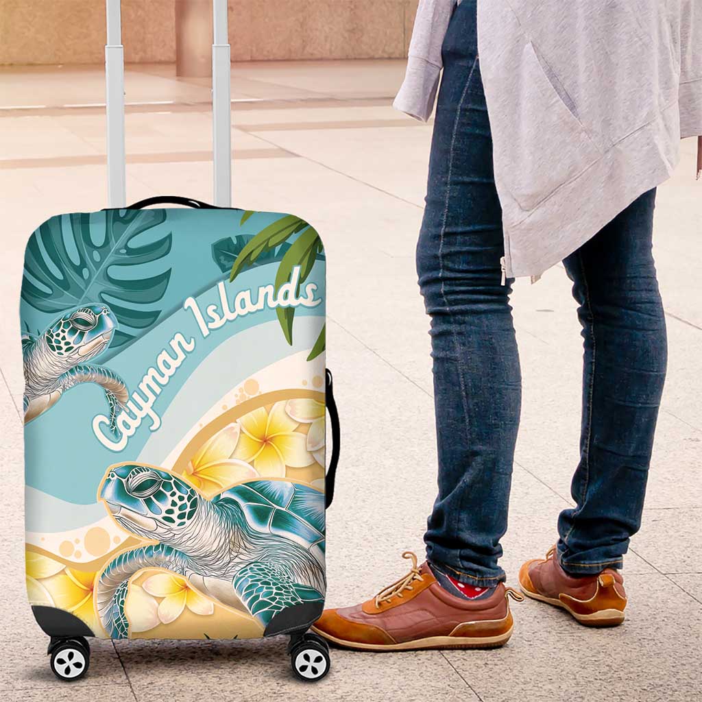 Cayman Islands Luggage Cover Sea Turtle Plumeria Tropical Vibes